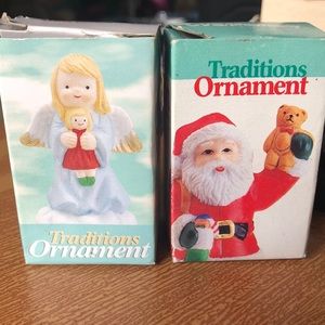 Vintage CVS Angel and Santa Christmas Ornaments